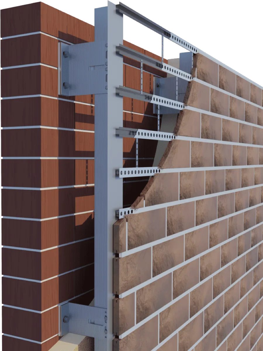 Алюминиевая подсистема Qaz Frame System под клинкерную плитку